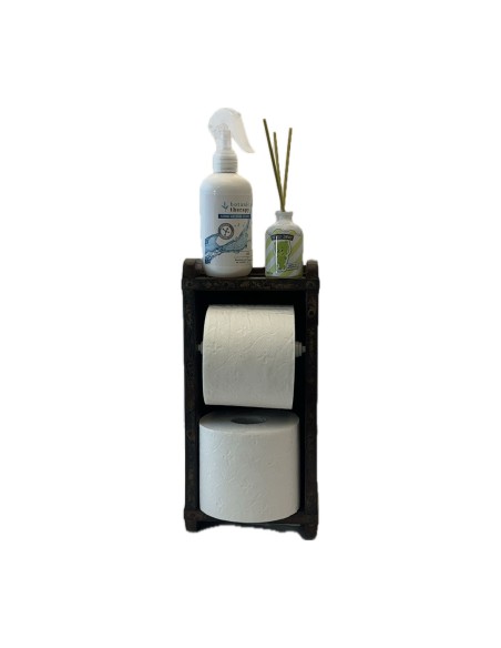 Porte-rouleau double en bois rustique Porte-rouleau double en bois rustique