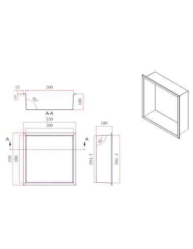 Nicho de banho Atlantic 33×33 cm | Aço inoxidável e design funcional