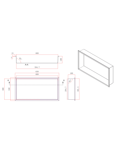 Pacific bathroom niche 63×33 cm | Stainless steel & functional design
