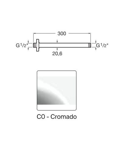 ROCA 300 mm Ceiling-Mounted Shower Arm