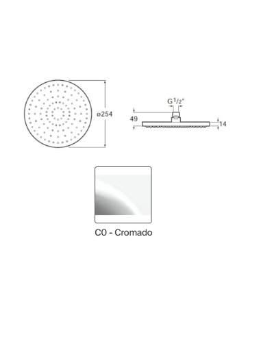 ROCIADOR RAINSENSE CIRC.Ø250 ABS CROMADO ROCA