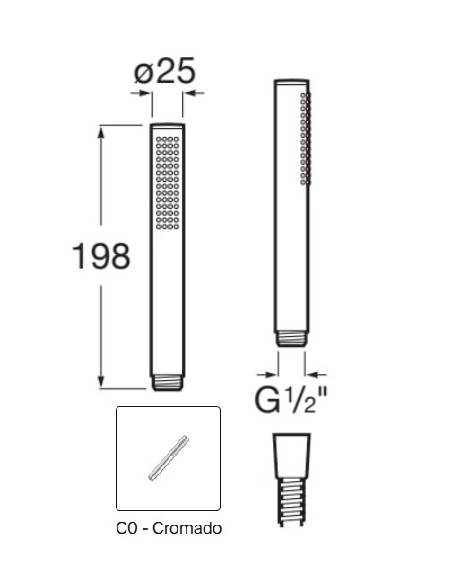ROCA STELLA Stick Round Chrome Hand Shower ROCA