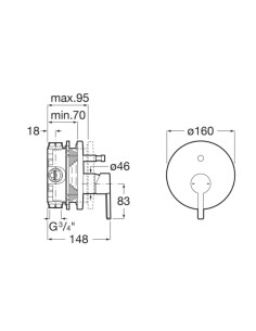 ROCA NAIA Built-in Bath-Shower Mixer Tap - Chrome 2