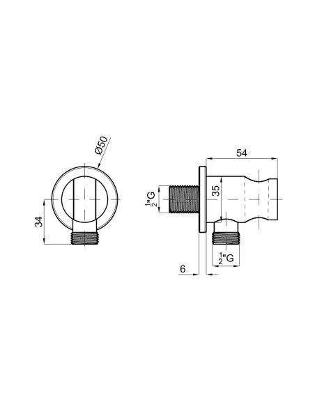Supporto Doccia a Parete con Presa d'Acqua ROUND Inox NOKEN