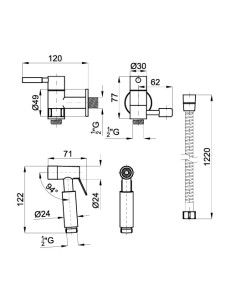 Kit Douchette WC ROUND Inox Brossé - NOKEN 2