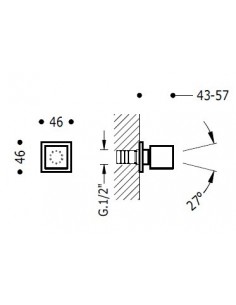 Ducha lateral de hidromasaje cuadrada TRES 2