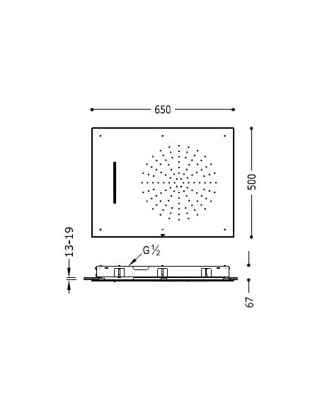 Soffione doccia a soffitto INOX CROMOTERAPIA TRES