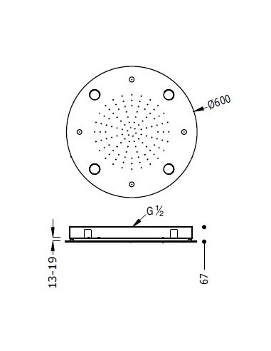 Soffione doccia a soffitto a 2 vie Inox CROMOTERAPIA TRES