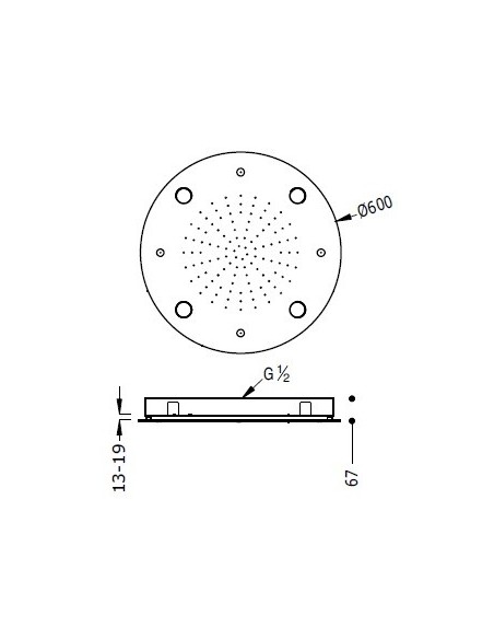 Pomme de douche à 2 voies montée au plafond Inox CROMOTERAPIA TRES Pomme de douche à 2 voies montée au plafond Inox CROMOTERAPIA TRES