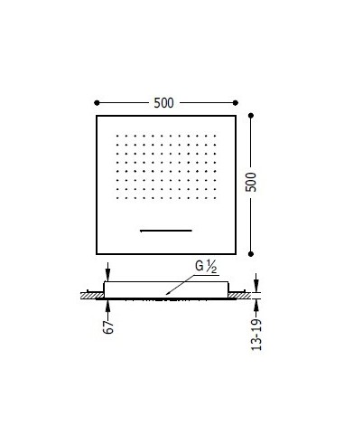 Rociador de ducha a techo con cascada INOX LOFT TRES