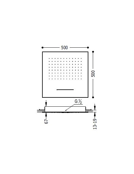 Rociador de ducha a techo con cascada INOX LOFT TRES Rociador de ducha a techo con cascada INOX LOFT TRES
