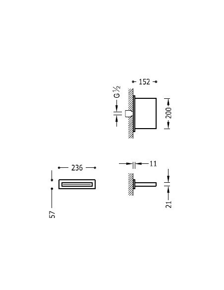 Rociador ducha a pared con cascada INOX TRES