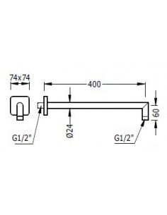Brazo a pared para rociador ducha TRES 2