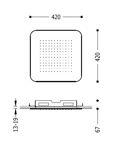 Rociador de ducha INOX a techo TRES