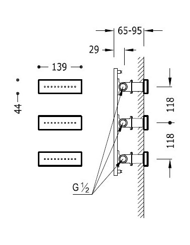 Juego 3 Barras De Jets De Hidromasaje Empotrados TRES