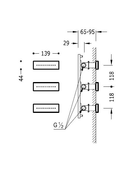 Juego 3 Barras De Jets De Hidromasaje Empotrados TRES Juego 3 Barras De Jets De Hidromasaje Empotrados TRES