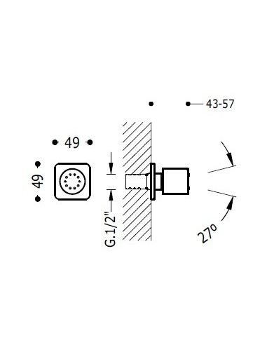 Ducha lateral de hidromasaje orientable TRES