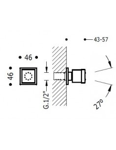 Ducha lateral rectangular de hidromasaje orientable TRES 2