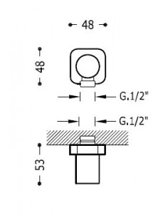Codo toma pared para flexo Toma agua 1/2" 2
