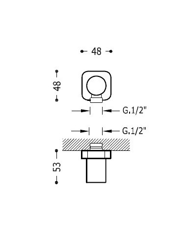 Codo toma pared para flexo Toma agua 1/2"