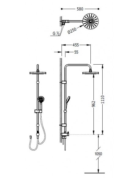 Barra De Ducha Deslizable Sobre Sus Soportes TRES Barra De Ducha Deslizable Sobre Sus Soportes TRES