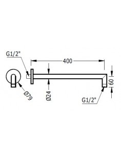 Arm to the base wall round for shower sprayer TRES 2