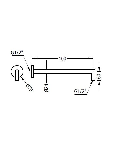 Arm to the base wall round for shower sprayer TRES