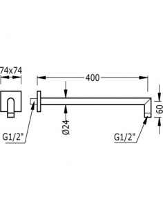 Braccio alla parete con base quadrata per doccia spruzzatore TRES 2