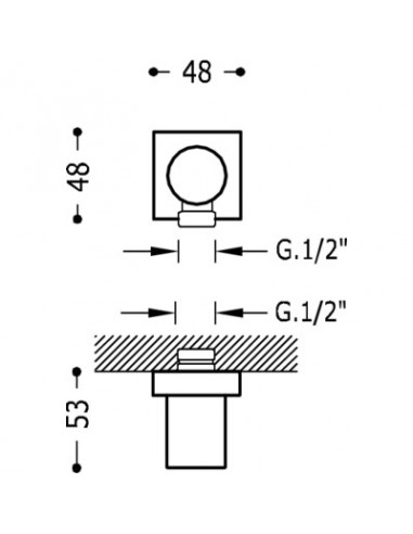Codo Toma Pared Para Flexo TRES Con Base Rectangular