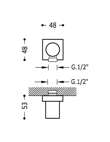 Codo Toma Pared Para Flexo TRES Con Base Rectangular Codo Toma Pared Para Flexo TRES Con Base Rectangular
