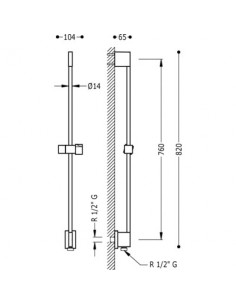 Barra de ducha deslizante con toma de agua a pared y soporte rectangular TRES 2