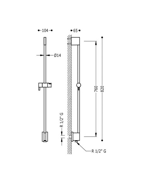 Barra de ducha deslizante toma de agua a pared y soporte circular TRES Barra de ducha deslizante toma de agua a pared y soporte circular TRES