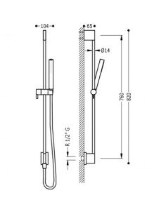 Barra Deslizante Con Toma De Agua A Pared Y Ducha Cilindrica TRES 2