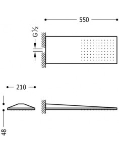 Rociador ducha INOX a pared Anticalcárea con cascada. 280x550 mm. 2