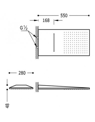 Rociador ducha INOX a pared con cascada.