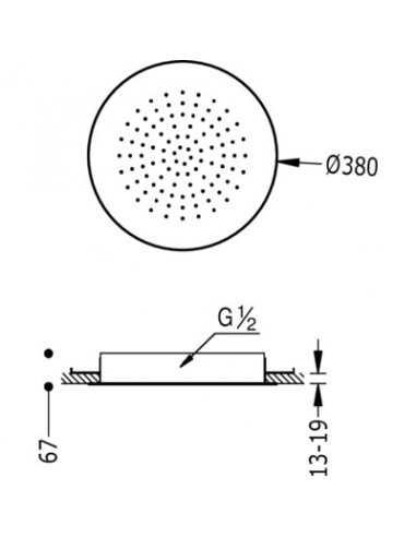 Rociador ducha a techo circular INOX TRES