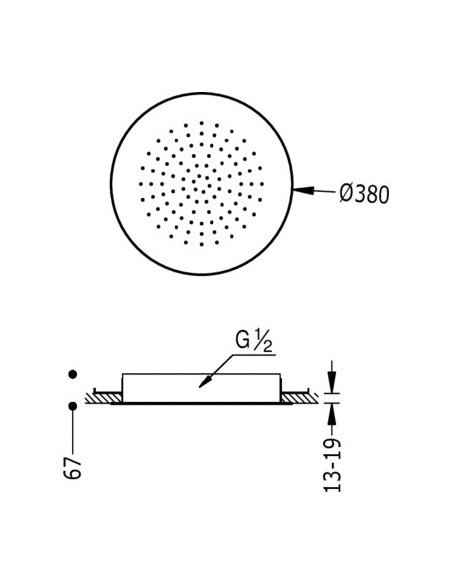Rociador ducha a techo circular INOX TRES