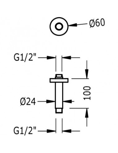 Brazo a techo para rociador de ducha TRES