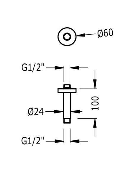 Brazo a techo para rociador de ducha TRES