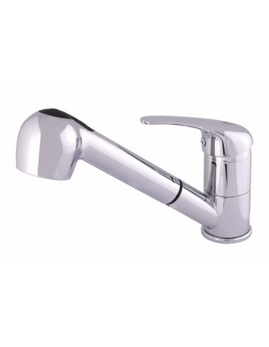 Low mixer tap with pull-out shower for sink