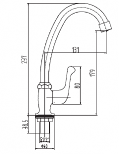 Rubinetto acqua singolo con maniglia per piano 2