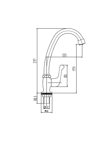Single water faucet with handle for countertop