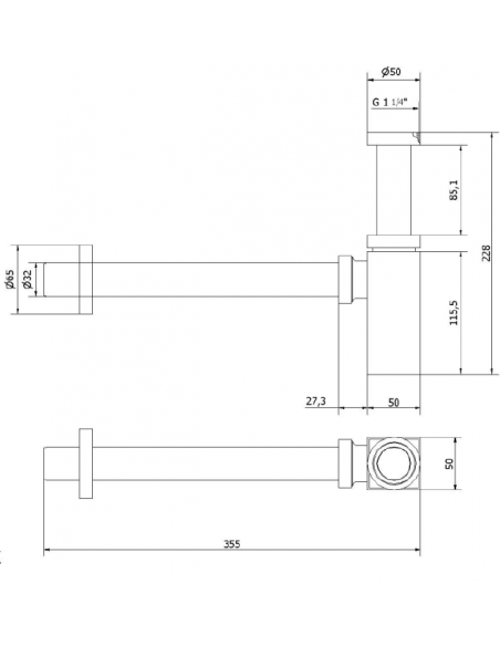 Sifón De Botella Para Lavabo Y Bidé 1 1/4" GENWEC