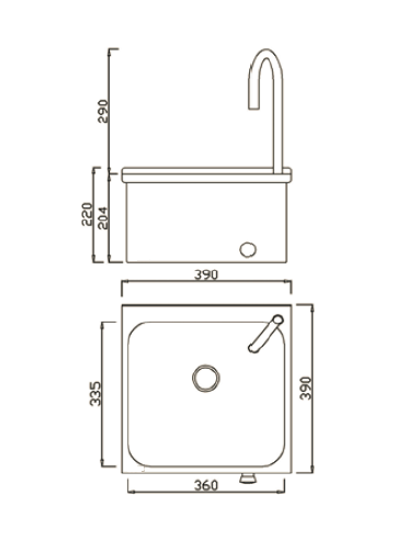 Lavamanos Mural De Un Agua Activado Con Rodilla GENWEC
