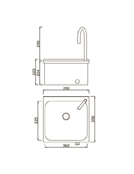 Lavamanos Mural De Un Agua Activado Con Rodilla GENWEC Lavamanos Mural De Un Agua Activado Con Rodilla GENWEC