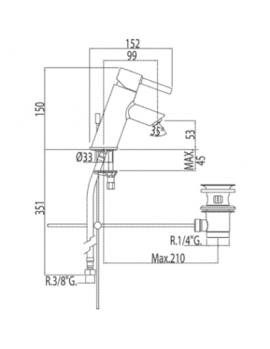 Grifo Monomando De Lavabo Inclinado - Serie ALPLUS