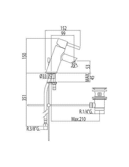 Grifo Monomando De Lavabo Inclinado - Serie ALPLUS