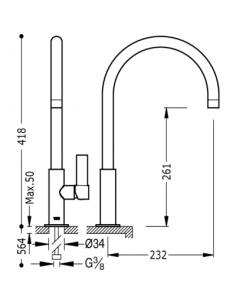Monomando fregadero vertical CLASS  TRES 2